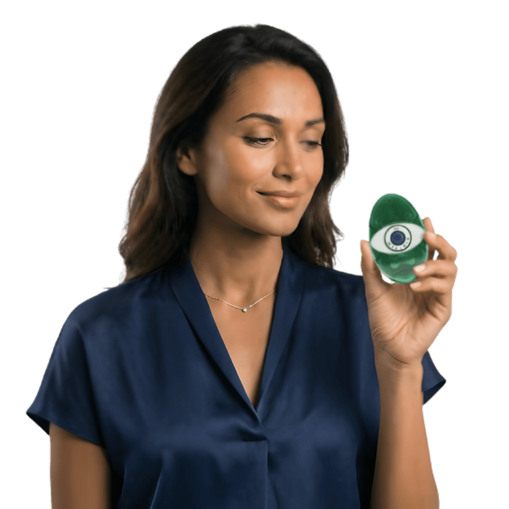 Woman with BioTrEM device